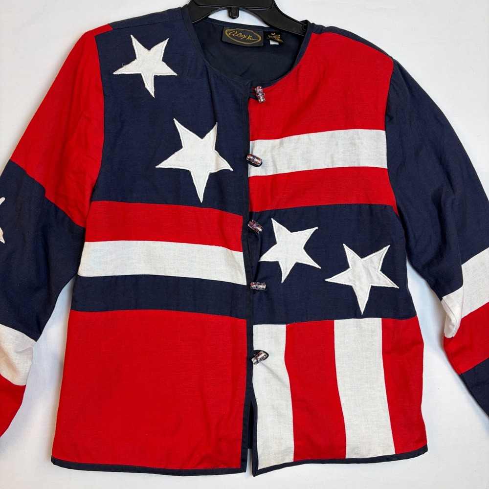 Alex Kim Vintage American Flag Stars and Stripes Patriotic Jacket Med. Festival - Picture 2 of 12